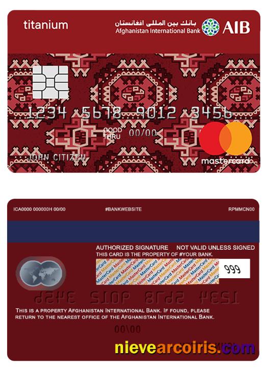 Afghanistan International Bank master card classic titanium
